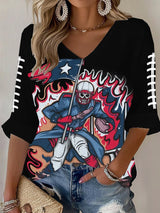 Women's Retro  Football Print T-Shirt