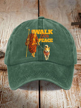 Retro Walk For Peace Monks With Aloka Dog Print Baseball Cap
