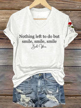 🔥Buy 3 Get 15% Off Women's Nothing Left To Do But Smile Smile Smile Print V Neck T-shirt