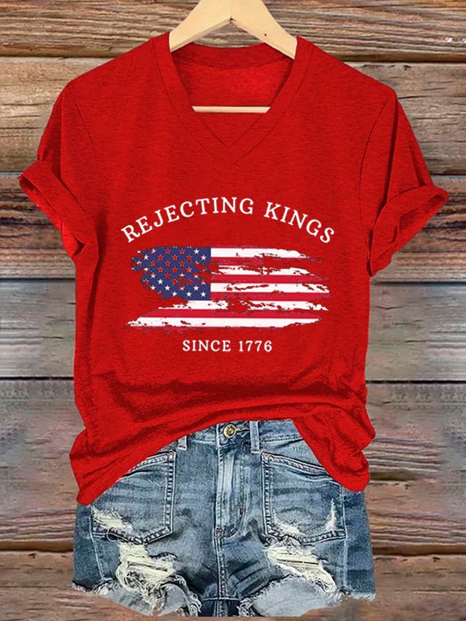 🔥Buy 3 Get 15% Off🔥Women's Rejecting Kings Since 1776 Printed Casual T-Shirt
