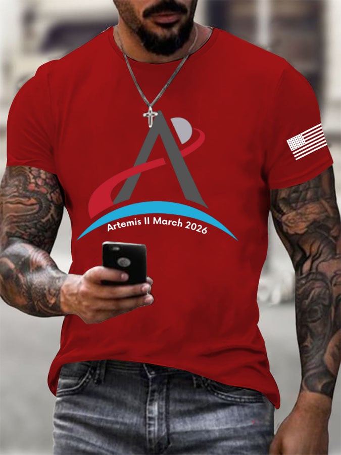 Men's Casual artemis ii Printed Short-Sleeve T-Shirt
