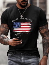 Men's Casual  Rejecting Kings Printed T-shirt