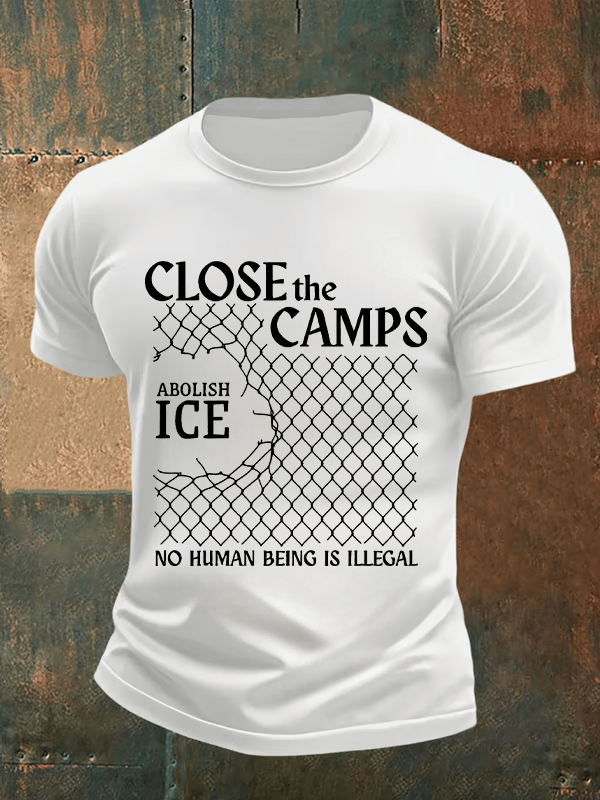 Men's  Abolish ICE  Close The Camps Print  T-Shirt