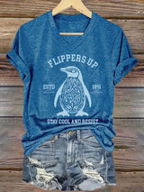 🔥Buy 3 Get 15% Off🔥Women's Penguins Flippers Up Printed V Neck T-shirt