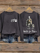 Retro Walk For Peace Monks With Aloka Dog Print Sweatshirt