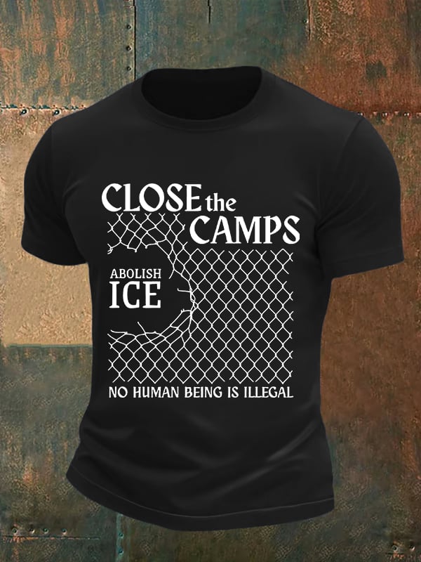 Men's  Abolish ICE  Close The Camps Print  T-Shirt