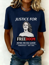 Women's Justice For GOODness Print Round Neck T-shirt