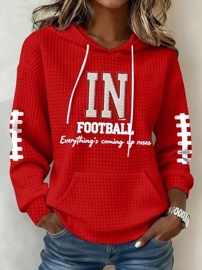 Women's Football Print Hoodie Sweatshirt