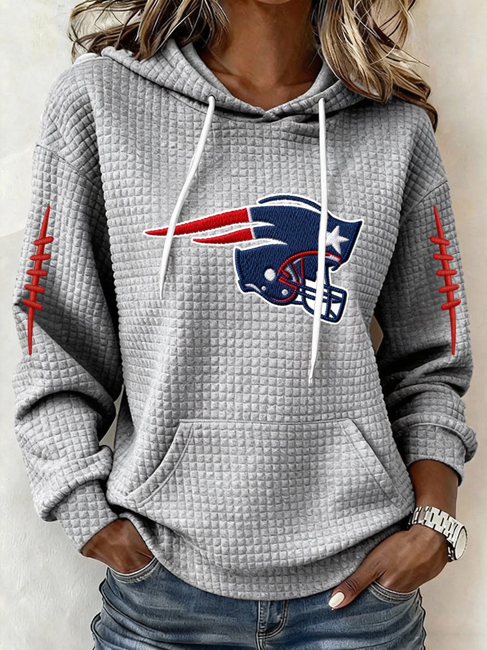 Women’s Football Graphic Waffle Knit Hoodie