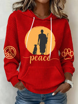 Retro Walk For Peace Monks With Aloka Dog Print Hoodie