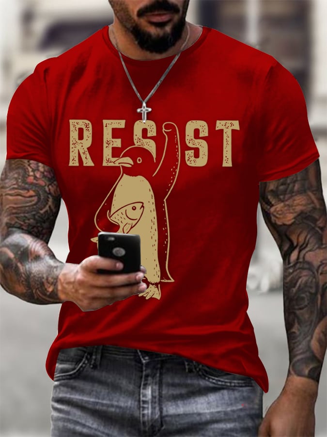 🔥Buy 3 Get 15% Off🔥Men's Penguins Resist Tariffs Printing T Shirt