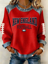 Women's rugby print long-sleeved sweatshirt