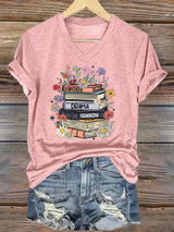 🔥Buy 3 Get 15% Off🔥Women's Casual Fashion Book Fdt Printed T-Shirt