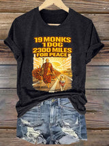 Retro Walk For Peace 19 Monks 1 Dog 2300 Miles For Peace Print T-Shirt