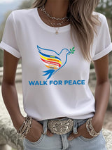 Retro Walk For Peace Hope Compassion Loving-Kindness Harmony Love Print T-Shirt