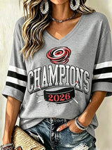 Women's Hockey V-Neck T-Shirt