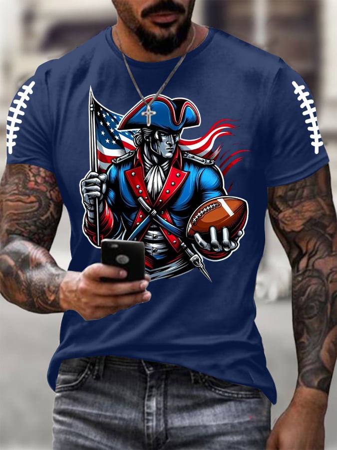 Men's Football Print Casual T-shirt