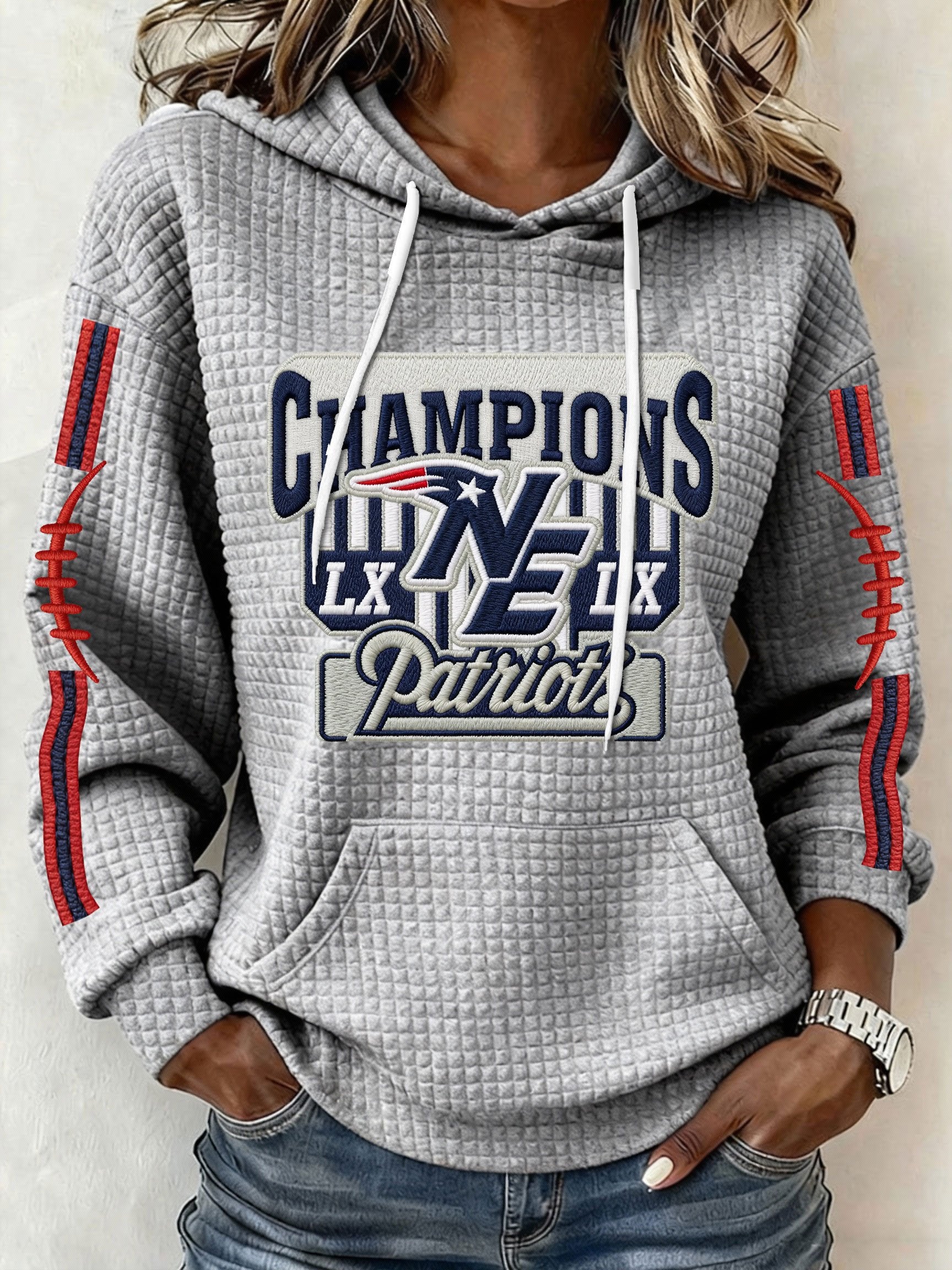 Women’s Football Graphic Waffle Knit Hoodie