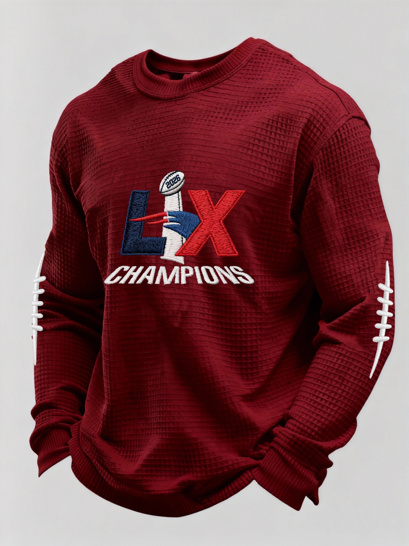 Men’s Football Graphic Waffle Knit Long Sleeve Crewneck T-Shirt