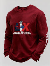 Men’s Football Graphic Waffle Knit Long Sleeve Crewneck T-Shirt