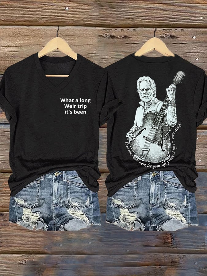 🔥Buy 3 Get 15% Off Women's Vintage Rock Tribute Print V Neck T-shirt