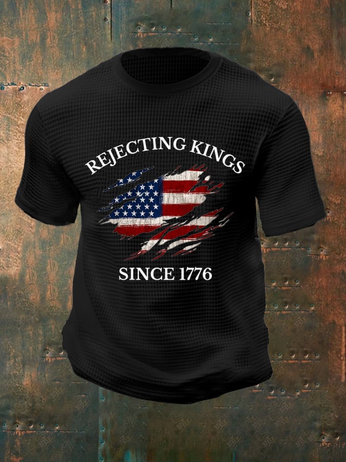 🔥Buy 3 Get 15% Off🔥Men's “Rejecting Kings Since 1776” Waffle T-Shirt