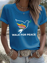 Retro Walk For Peace Hope Compassion Loving-Kindness Harmony Love Print T-Shirt