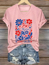 Women's 250th Anniversary Floral Print Short-Sleeve T-Shirt