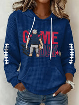 Women's Football Print Hoodie Sweatshirt