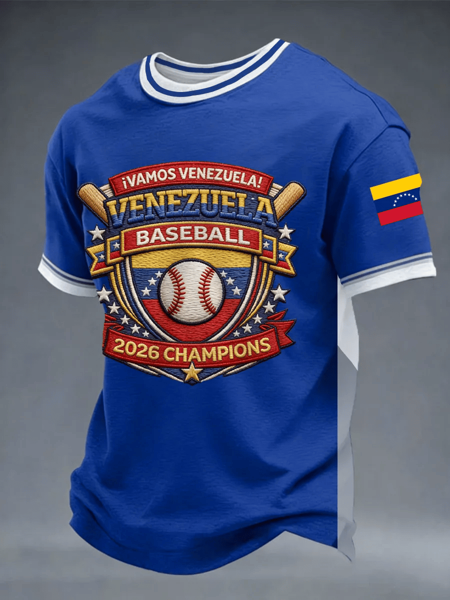 Men's Baseball Print Casual Tee