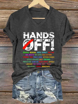 Women's Hands Off Protest Print Casual T-Shirt