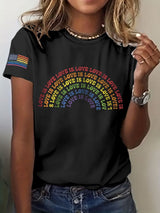 Women's Pride Month Love Is Love Print Round-Neck T-Shirt