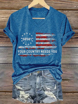 🔥Buy 3 Get 15% Off🔥Women's 50501 Your Country Needs You Print T-Shirt