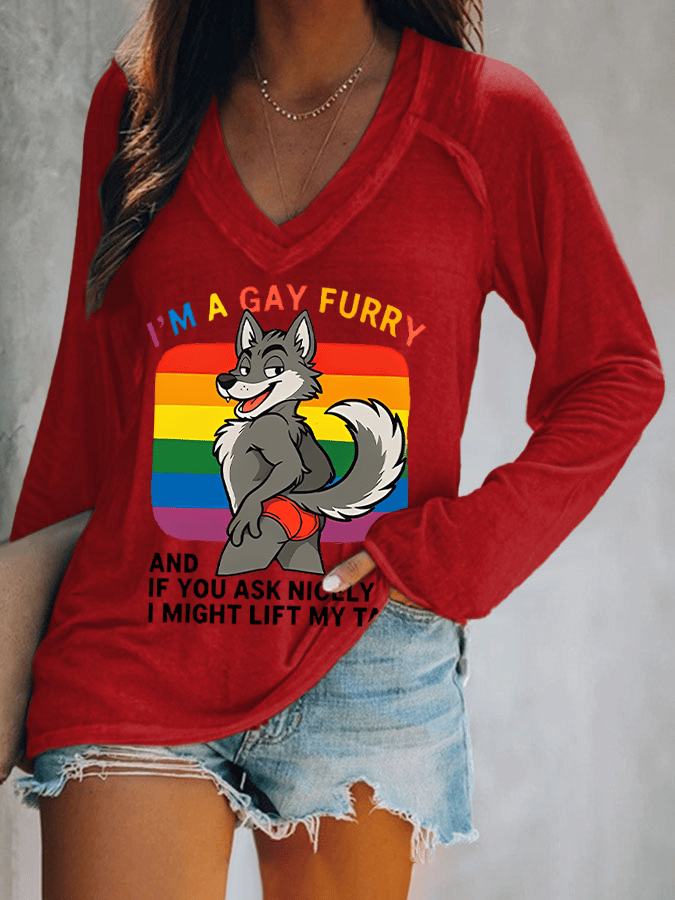 Women's  I'm a gay furry Funny LGBTQ Pride Month Shirt