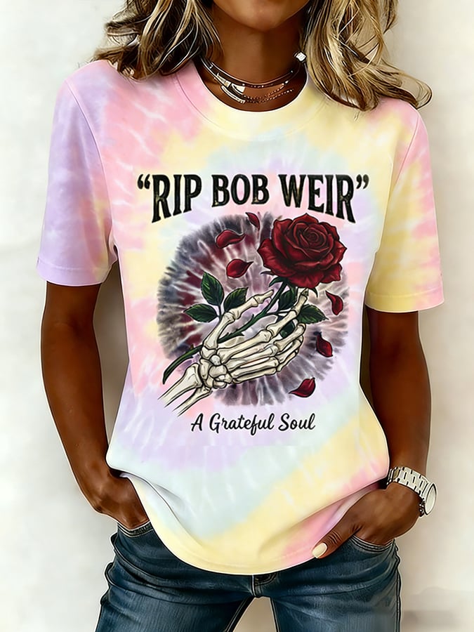 🔥Buy 3 Get 15% Off Women's Commemorative Edition Bob Weir Print Short-Sleeve T-Shirt