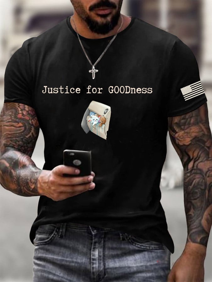 Men's Justice For GOODness Printed Casual T-shirt