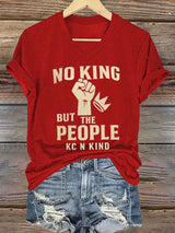 🔥Buy 3 Get 15% Off🔥Women's No Kings Print V Neck T-shirt