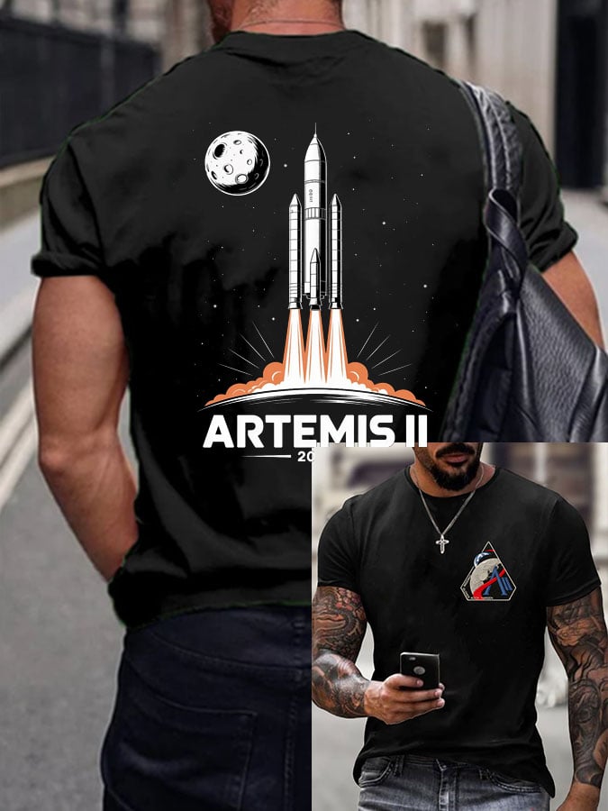 Men's Artemis II Round Neck Casual Printed T-Shirt
