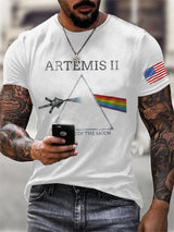 Men's Retro Artemis II Dark Side Of The Moon Print T-Shirt