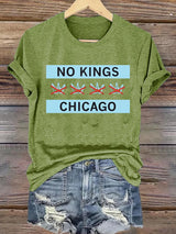 🔥Buy 3 Get 15% Off🔥Women's  No Kings Chicago Flag Print  T-Shirt