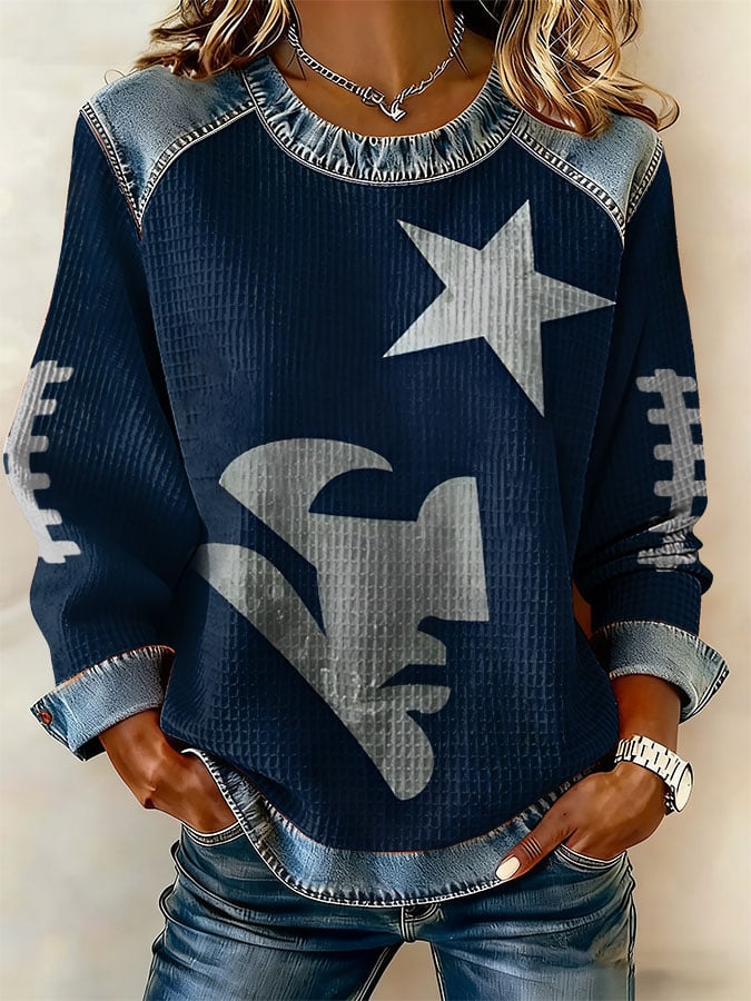 Women's Football Print Long-Sleeved Sweatshirt