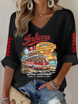 Women's football Print Waffle Long Sleeve T-Shirt