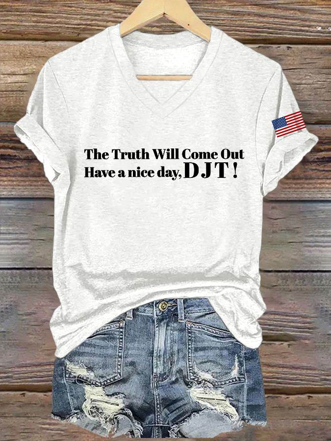 🔥Buy 3 Get 15% Off🔥Women's Have A Nice Day Print V Neck T-shirt