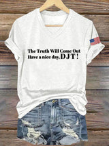 🔥Buy 3 Get 15% Off🔥Women's Have A Nice Day Print V Neck T-shirt