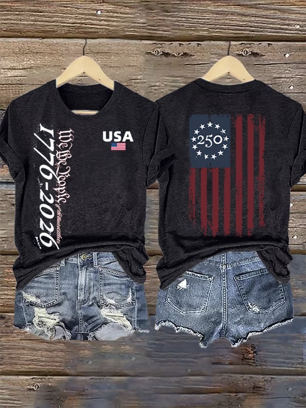 Women's  USA 250TH Print Crew Neck T-Shirt