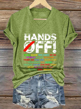 Women's Hands Off Protest Print Casual T-Shirt