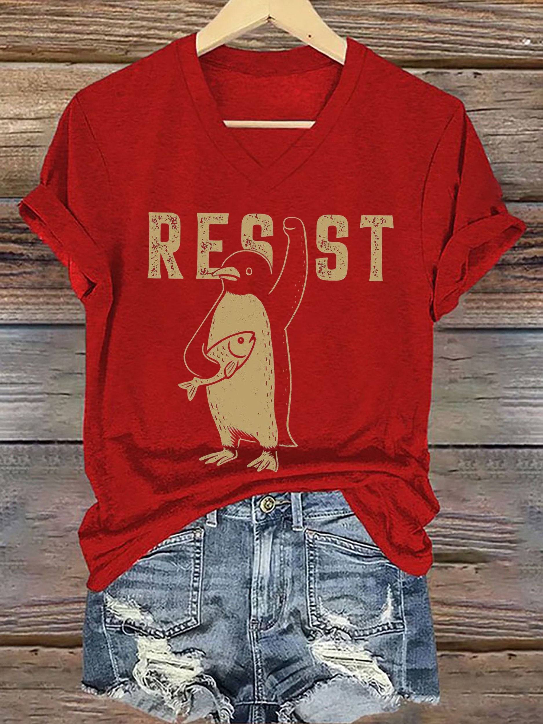 🔥Buy 3 Get 15% Off🔥Women's Penguin Resist Printed Short-Sleeved T-Shirt