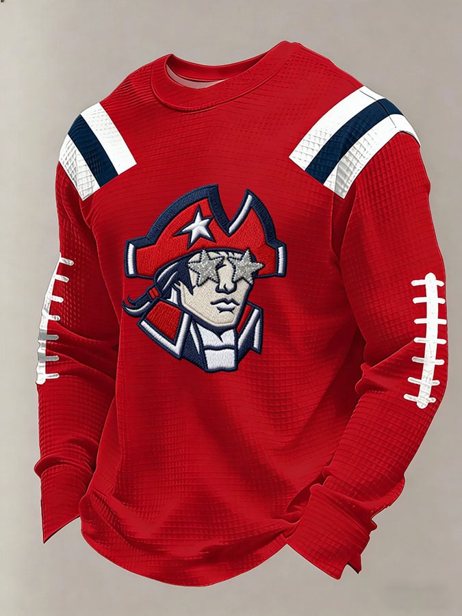 Men's Football Waffle Fabric Long-sleeved T-shirt