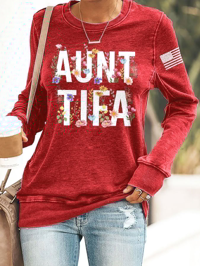 Retro Aunt Tifa Print Sweatshirt