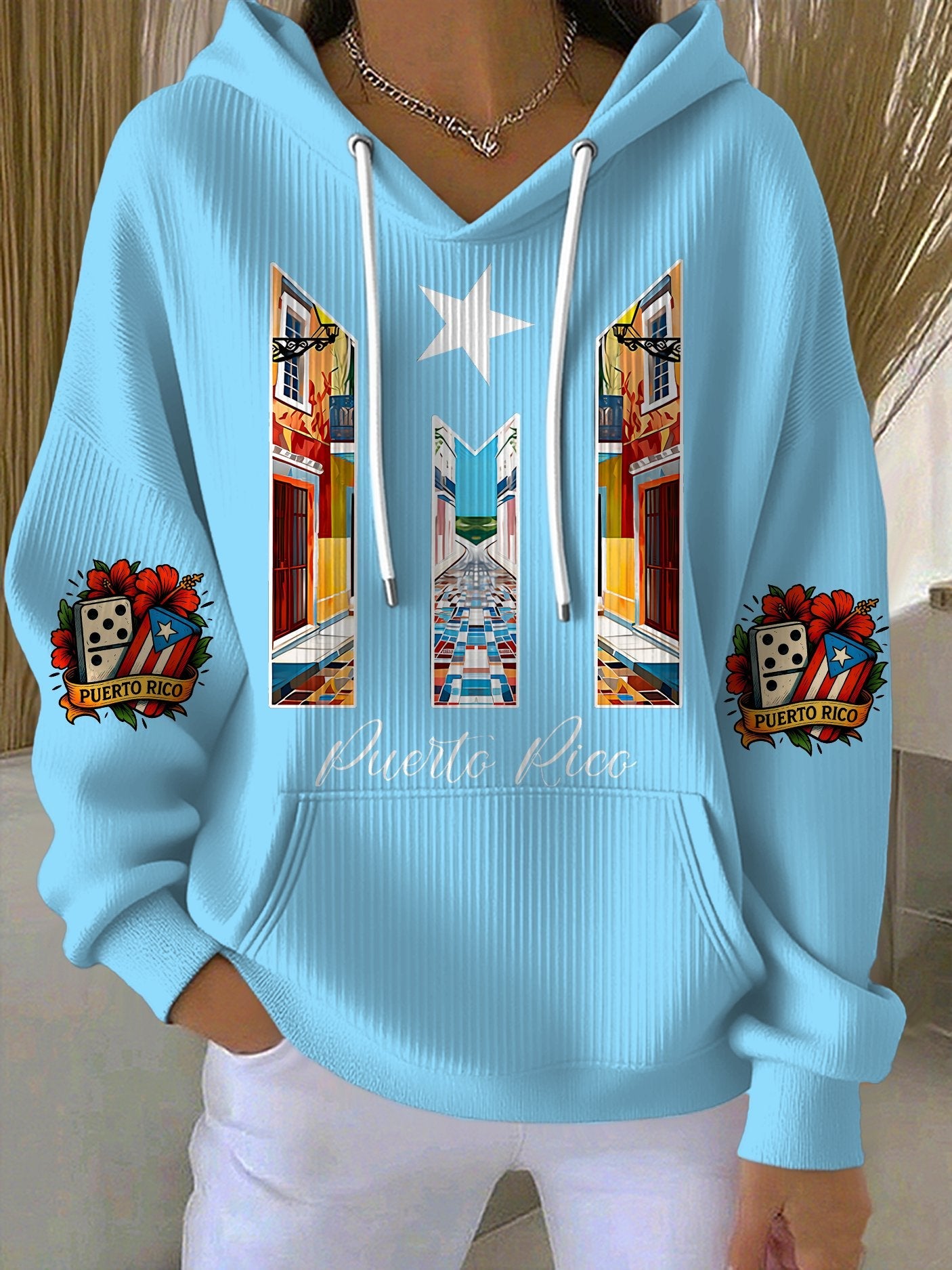 Women's Puerto Rico Singer Benito Bowl Print Casual Hoodies